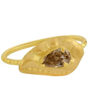 Emma Chapman Jewels Pear Shaped Diamond Embossed Ring - Yellow