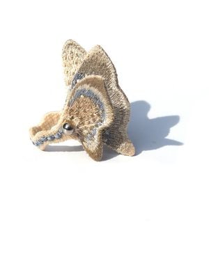 Nana Watanabe Land Butterfly Sculptural Embroidered Ring - White