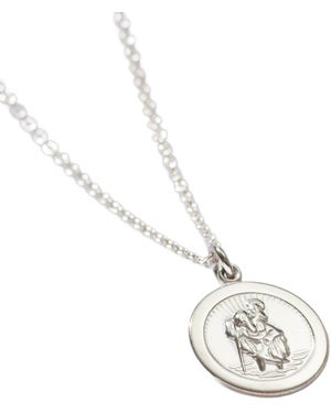 Posh Totty Designs Mini Sterling St Christopher Necklace - Metallic