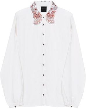 Lo Neel Ami Embroidered Button-Up Shirt - White