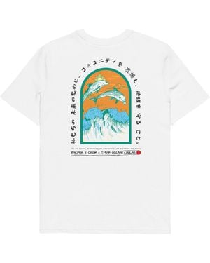 Anchor and Crew Think Ocean Five Japan Gurafiku Organic Cotton T-Shirt - Blue