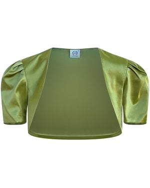Why Mary Victoria Chartreuse Satin Bolero Jacket - Green