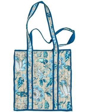 Inara Lotus Tote Bag - Blue