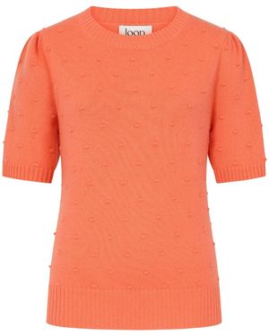 Loop Cashmere Bobble Puff Sleeved Jumper - Orange