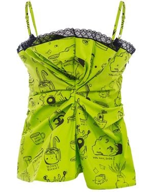 Serotoninn Lime Corset With Print - Green