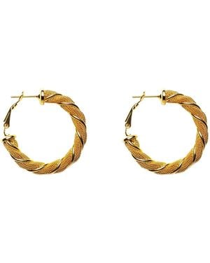 Crystalline Jewellery Golden Twist Hoop Earrings - Metallic