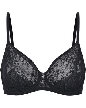 Amour D'agnette Julie Molded Lace & Mesh T-Shirt Bra - Black
