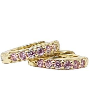 Sophelia Tourmaline October Birthstone Huggie Plated Hoop Earrings - Metallic