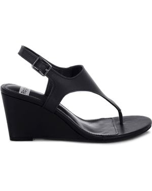 Rag & Co Wami Real Leather Wedge Heel Sandals - Blue