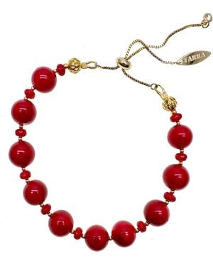 Farra Holiday Gift Bamboo Coral Adjustable Bracelet - Red