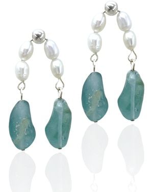 Bio-Trimmings Galton Pearl Earrings - Blue