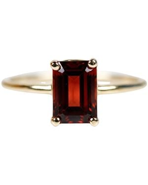 Melt'm Jewelry 14K Emerald Cut Garnet Ring, January Birthstone Ring - Multicolor