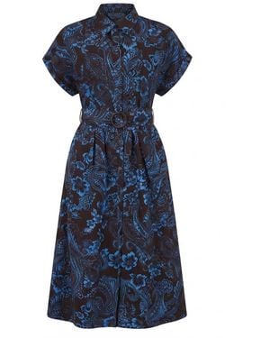 Yumi' Paisley Midi Shirt Dress - Blue
