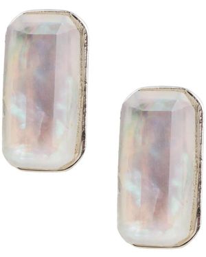 Saachi Prism Baguette Mini Stud Earring - White