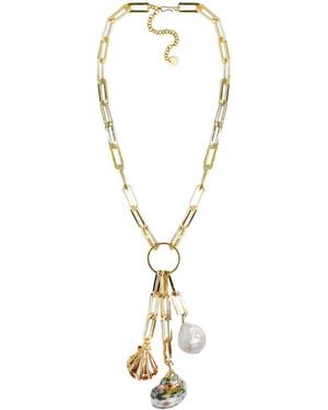 Adriana Pappas Designs Shell Trio Drop Necklace - Metallic