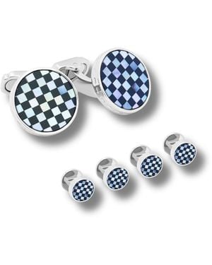 Tateossian Thompson Bronze Mosaic Plated Shirt Studs - Blue