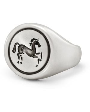 Snake Bones Horse Signet Ring - Metallic