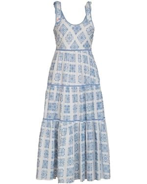 Rose & Nancy Maisy Printed Lace Trim Maxi Sun Dress - Blue