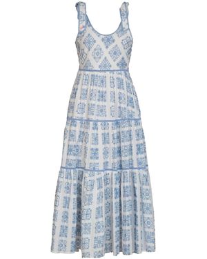 Rose & Nancy Maisy Printed Lace Trim Maxi Sun Dress - Blue