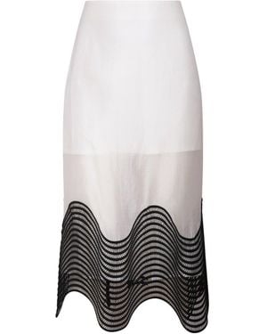 London Atelier Byproduct Sheer Pencil Skirt With Embroidery - Grey