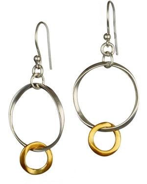 Isla Silver Handmade Two Tone & Loop Earrings - Metallic