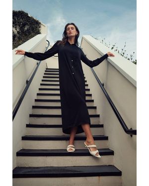 Profile Nyc Flowy Pleat Shirt Dress - Blue