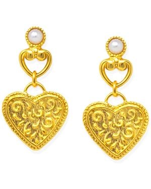 Vintouch Italy Heartwork Vermeil Earrings - Metallic