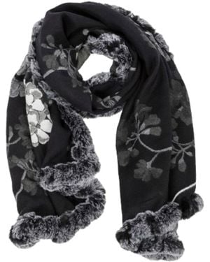 Saachi Blooming Faux Fur Scarf - Black