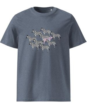 Anchor and Crew Heather Zebra Where's William Going? Organic Cotton T-Shirt - Blue