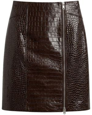 Harmain Leathers Ltd The Mock-Croc Leather Mini Skirt – Espresso - Brown