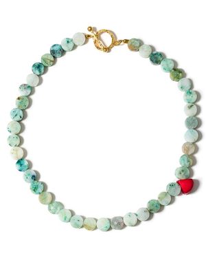 Kybele Studio Salt & Sea Necklace With Amazonite & Coral - Green