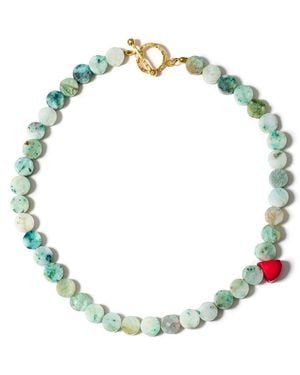 Kybele Studio Salt & Sea Necklace With Amazonite & Coral - Green