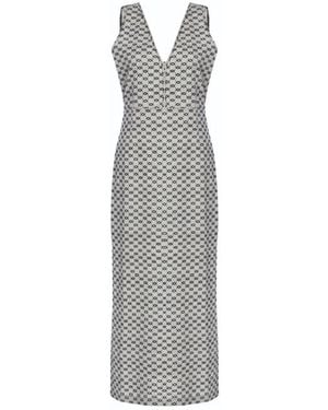 Women & Women Eden, Jacquard, Side-Slit, Long Cotton Blend Dress - Grey