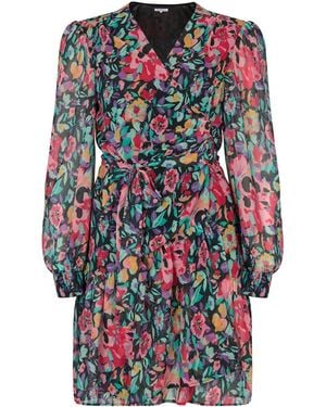 Lily and Lionel Flora Wraparound Floral Print Mini Dress - Blue