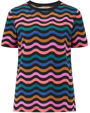 Sugarhill Maggie T-Shirt Multi, Wavy Chevron - Black