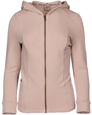Oh!Zuza Neutrals Hooded Zip-Up Cotton Sweatshirt - Pink