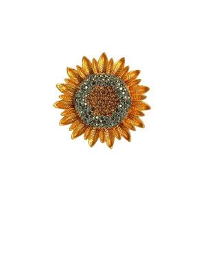 Chanel Joan Elkayam Crystal Sunflower Brooch - Metallic