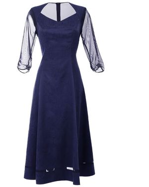 Luna Fashion House Jacquard Midi Dress, Lucy - Blue