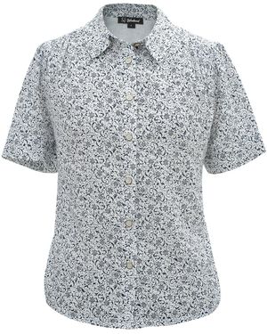 Smart and Joy Straight Short Sleeves Shirt With Floral Print - Grey