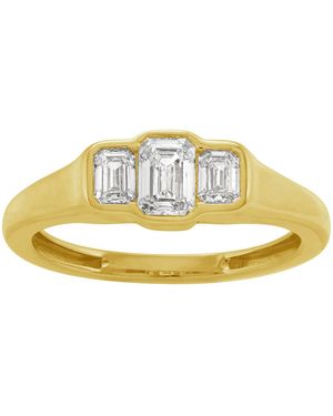 Artisan Three-Stone Emerald Cut Diamond Ring - Metallic