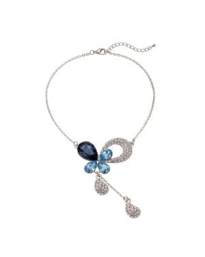 Modenaire Teardrop Crystal Pendant Necklace - Blue