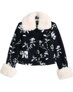 Louche Kent Power Bloom Fur Collar And Cuff Jacket - Black