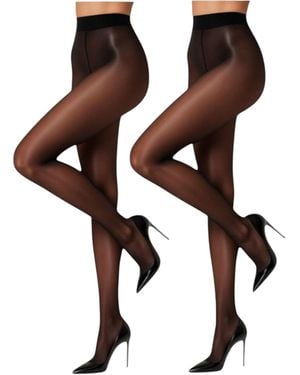 HIGH HEEL JUNGLE by KATHRYN EISMAN 15 Denier Glazed Finish Tights Luminous 2 Pack - Brown