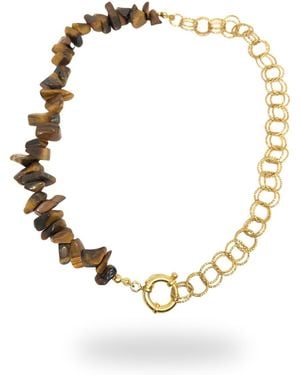LINYA JEWELLERY Tiger Eye Chain Necklace - Metallic