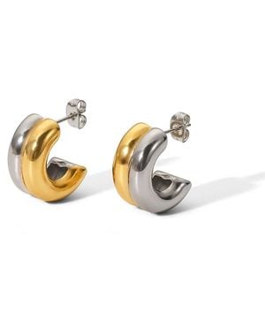 Olivia Le Santos Double Layered Huggie Earrings - Metallic