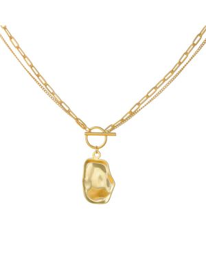 Aaria London Chelsea Double Chain Necklace- Gold - Metallic