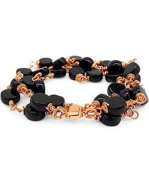 Rejected Hearts Club Onyx Socialite Coin Beaded Bracelet With Magnetic Clasp - Blue