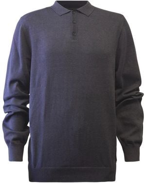 Vustra Horizon Premium Jumper Knit Long Sleeve Polo - Blue