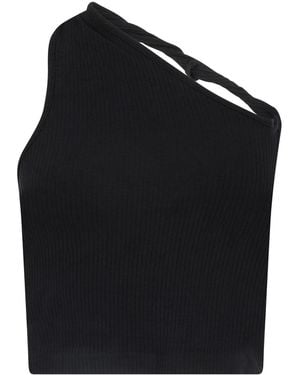 Sour Figs Two-Way Single Shoulder Twisted Strap Top - Black