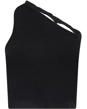 Sour Figs Two-Way Single Shoulder Twisted Strap Top - Black